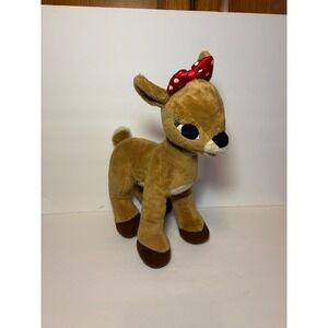 Build-A-Bear Clarice Rudolph Red-Nosed Reindeer Plush Red Polka Dot Bow 15 inch